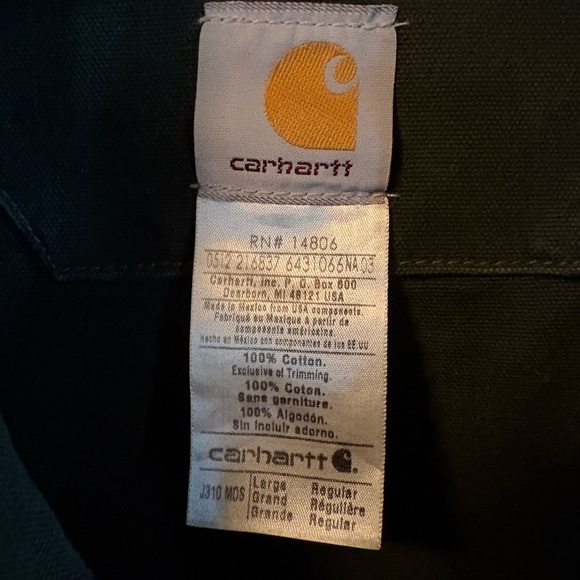 Vintage Carhartt Men’s Dark Green Canvas Jacket with Brown Collar; Size Large - Picture 3 of 9